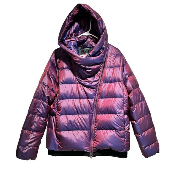 Nike Down Fill Iridescent Hooded Full Zip Puffer Jacket Large Purple Lined - Picture 5 of 15